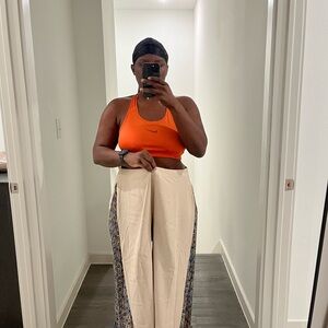 SHEIN Cream and Blue Wide Leg Pants